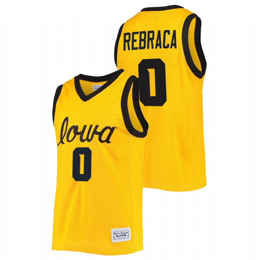 2022 Iowa Hawkeyes Filip Rebraca Commemorative Classic Gold College Basketball Jersey Men