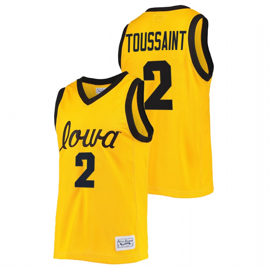 2022 Iowa Hawkeyes Joe Toussaint Commemorative Classic Gold College Basketball Jersey Men