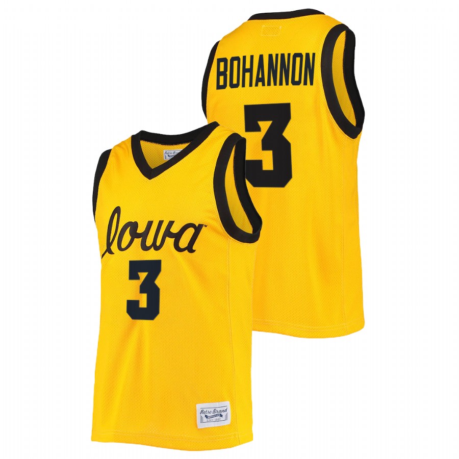 2022 Iowa Hawkeyes Jordan Bohannon Commemorative Classic Gold College Basketball Jersey Men