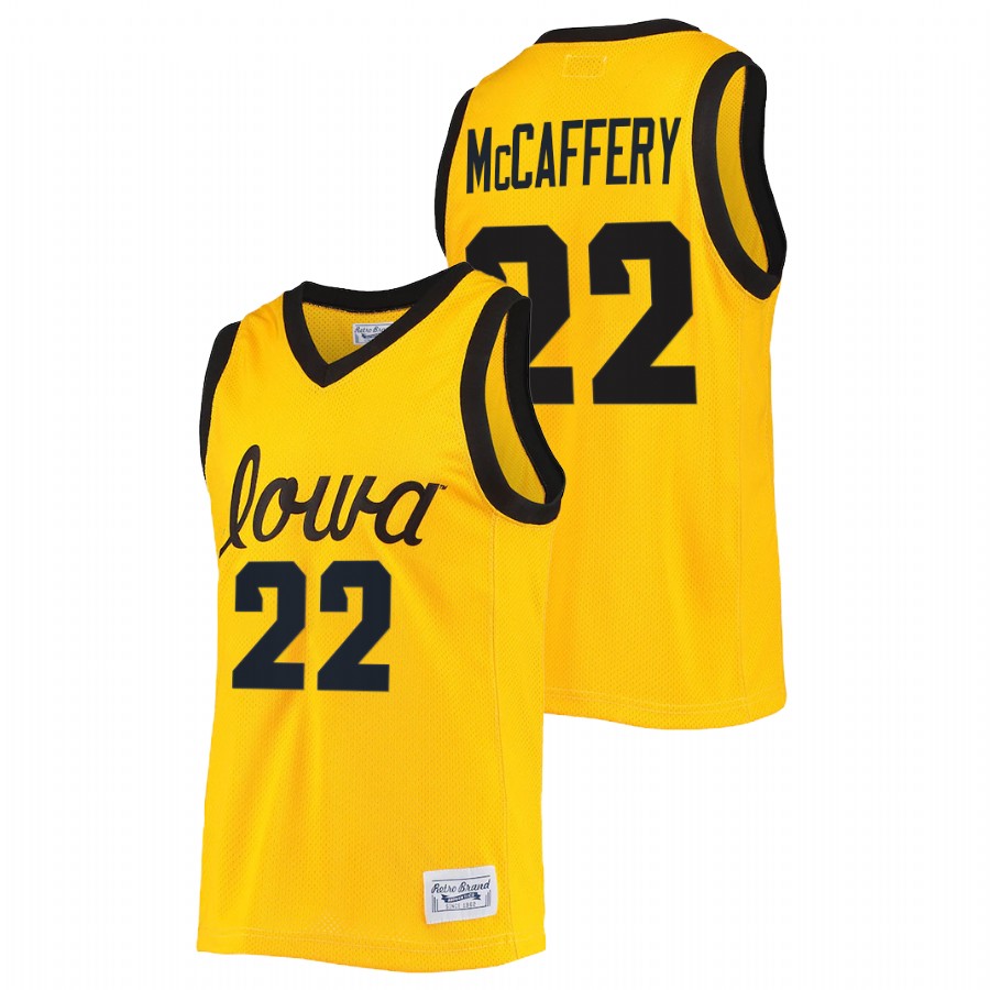 2022 Iowa Hawkeyes Patrick McCaffery Commemorative Classic Gold College Basketball Jersey Men