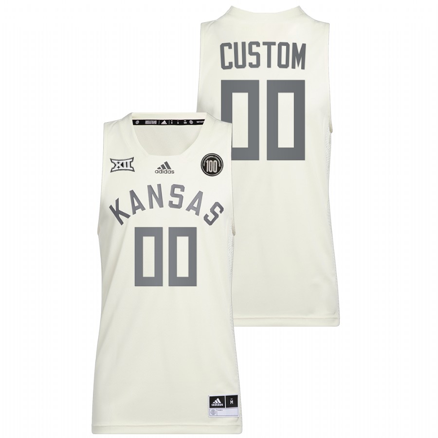 2022 Kansas Jayhawks Custom 100 Anniversary of 1922 Helms National Champs White Retro Jersey Men