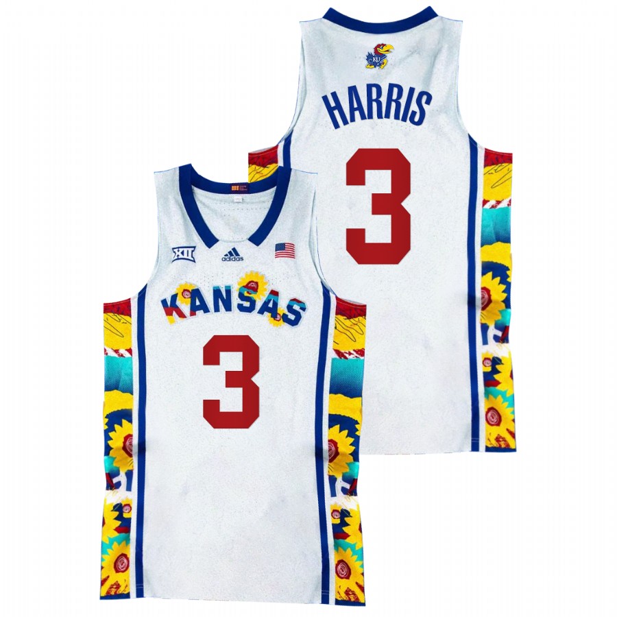 2022 Kansas Jayhawks Dajuan Harris Sunflower Showdown White Basketball Jersey Men
