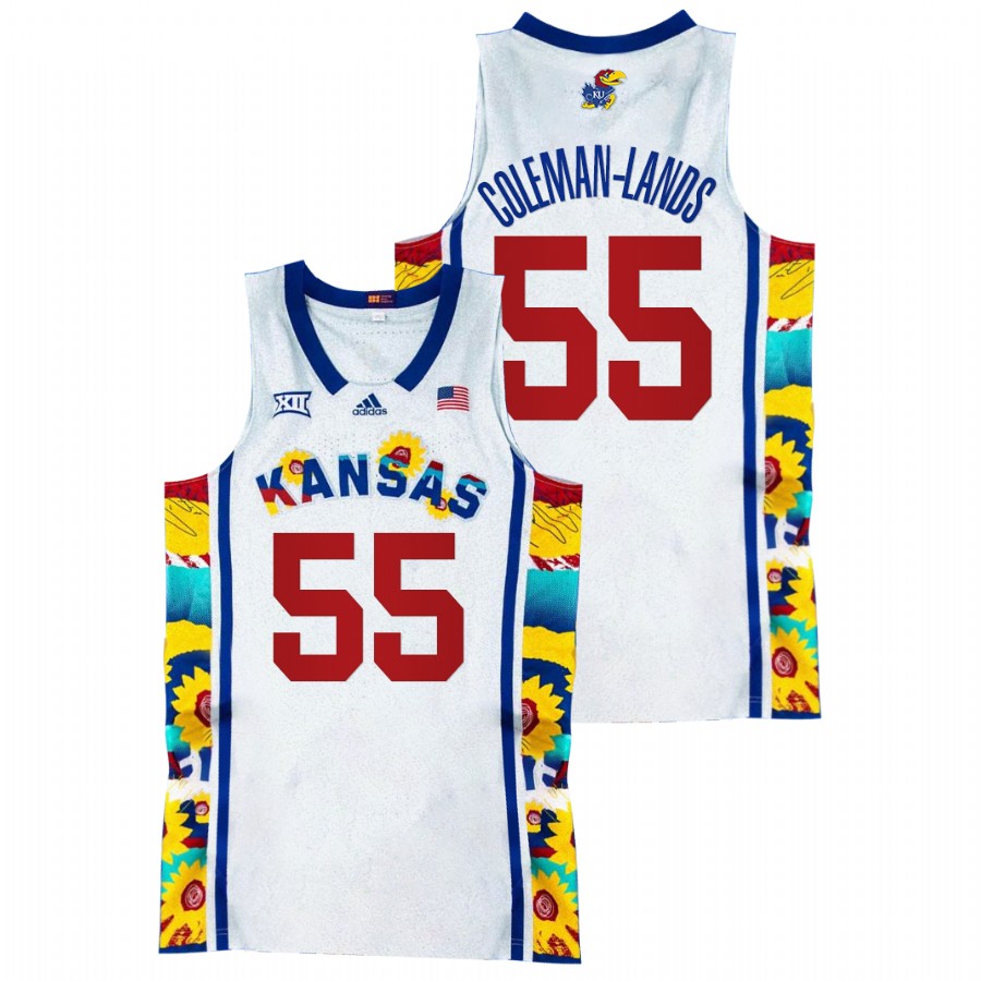 2022 Kansas Jayhawks Jalen Coleman-Lands Sunflower Showdown White Basketball Jersey Men
