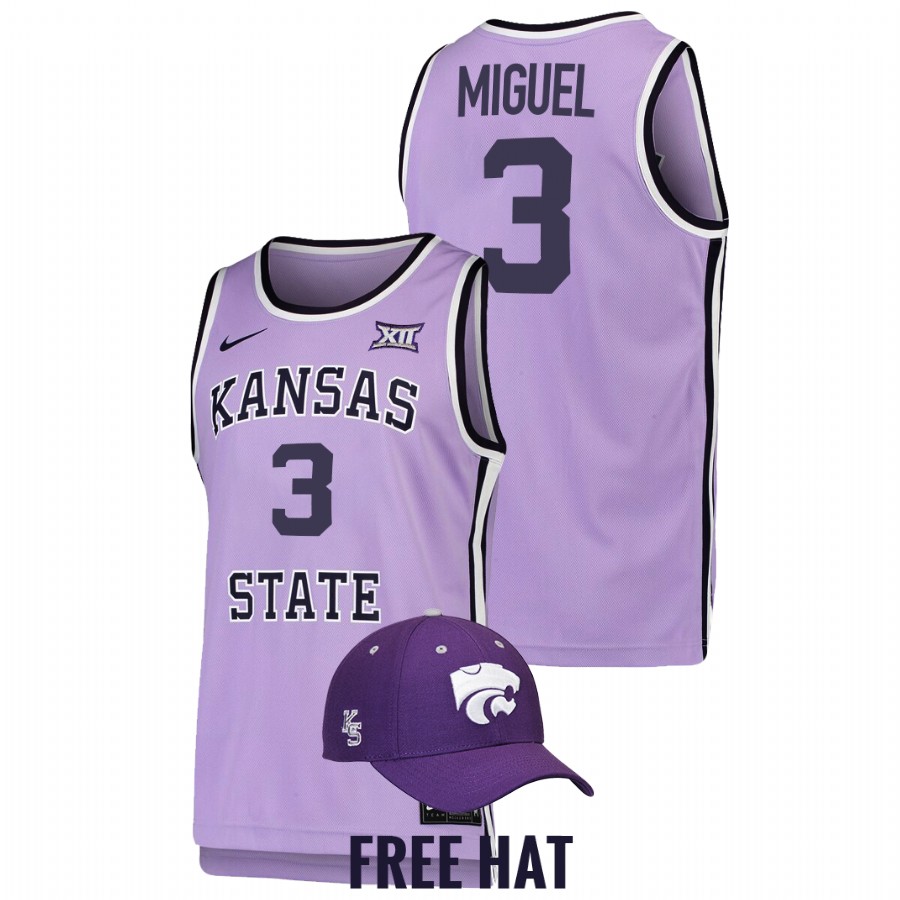 2022 Kansas State Wildcats Selton Miguel Retro Purple College Basketball Jersey Men
