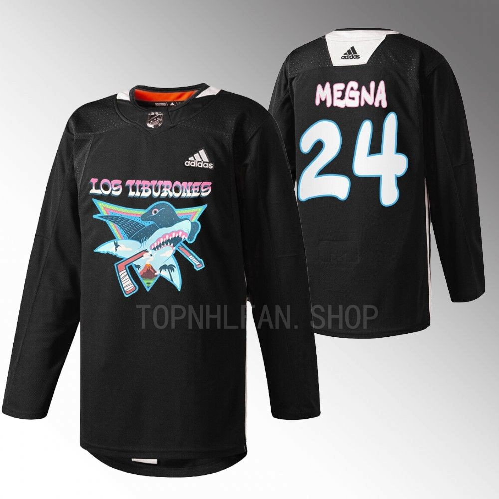 2022 Los Tiburones San Jose Sharks Jaycob Megna Black Specialty Warm-Up Jersey men's
