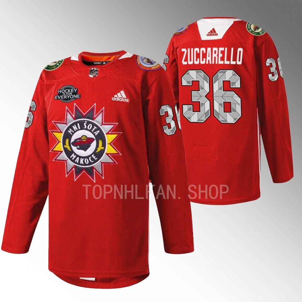 2022 Minnesota Wild Mats Zuccarello Native American Heritage Red Warmup Jersey