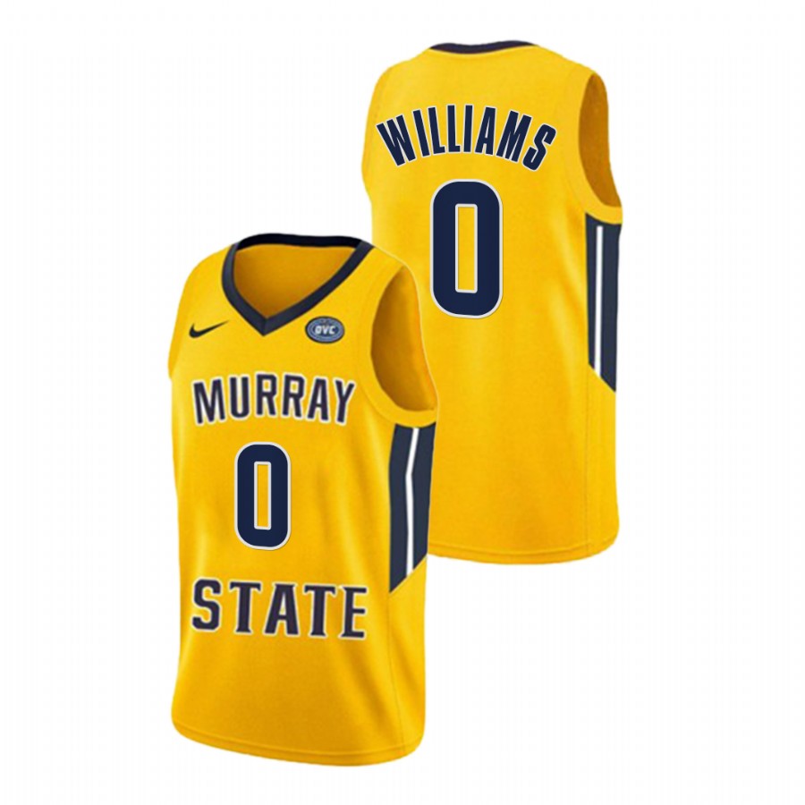 2022 Murray State Racers KJ Williams College Basketball Gold OVC Champs Jersey Men