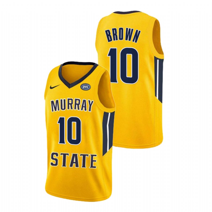2022 Murray State Racers Tevin Brown College Basketball Gold OVC Champs Jersey Men