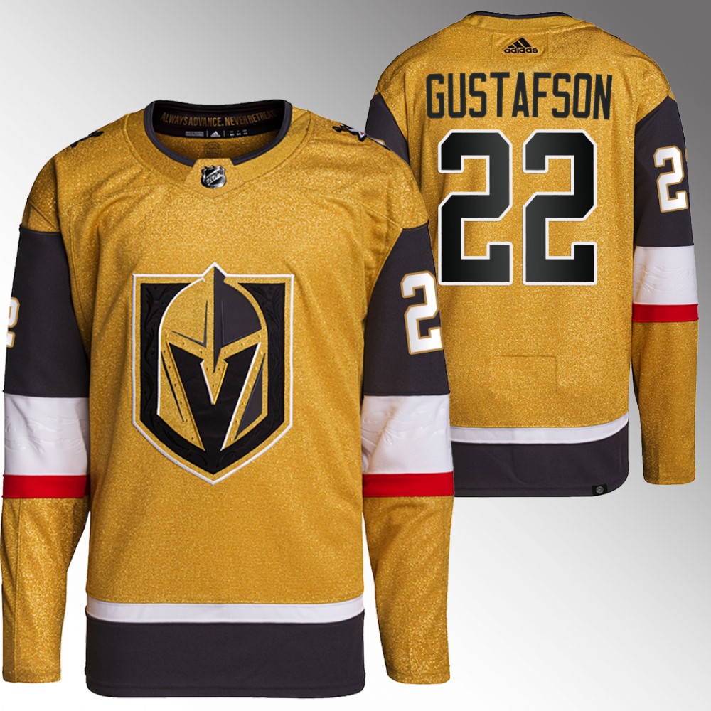 2022 NHL Draft Golden Knights Jordan Gustafson Gold Jersey Authentic Primegreen Home