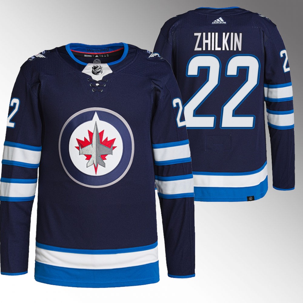 2022 NHL Draft Jets Danny Zhilkin Navy Jersey Authentic Primegreen Home
