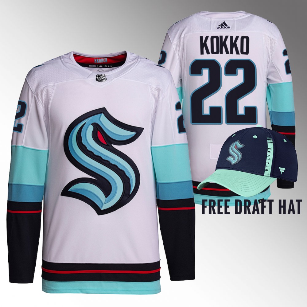 2022 NHL Draft Kraken Niklas Kokko White Jersey Authentic Primegreen Away
