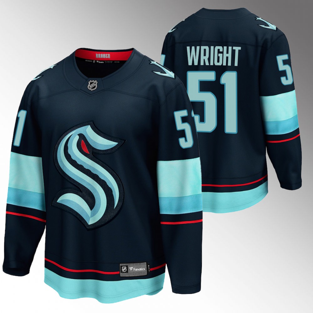 2022 NHL Draft Kraken Shane Wright Navy Jersey Home