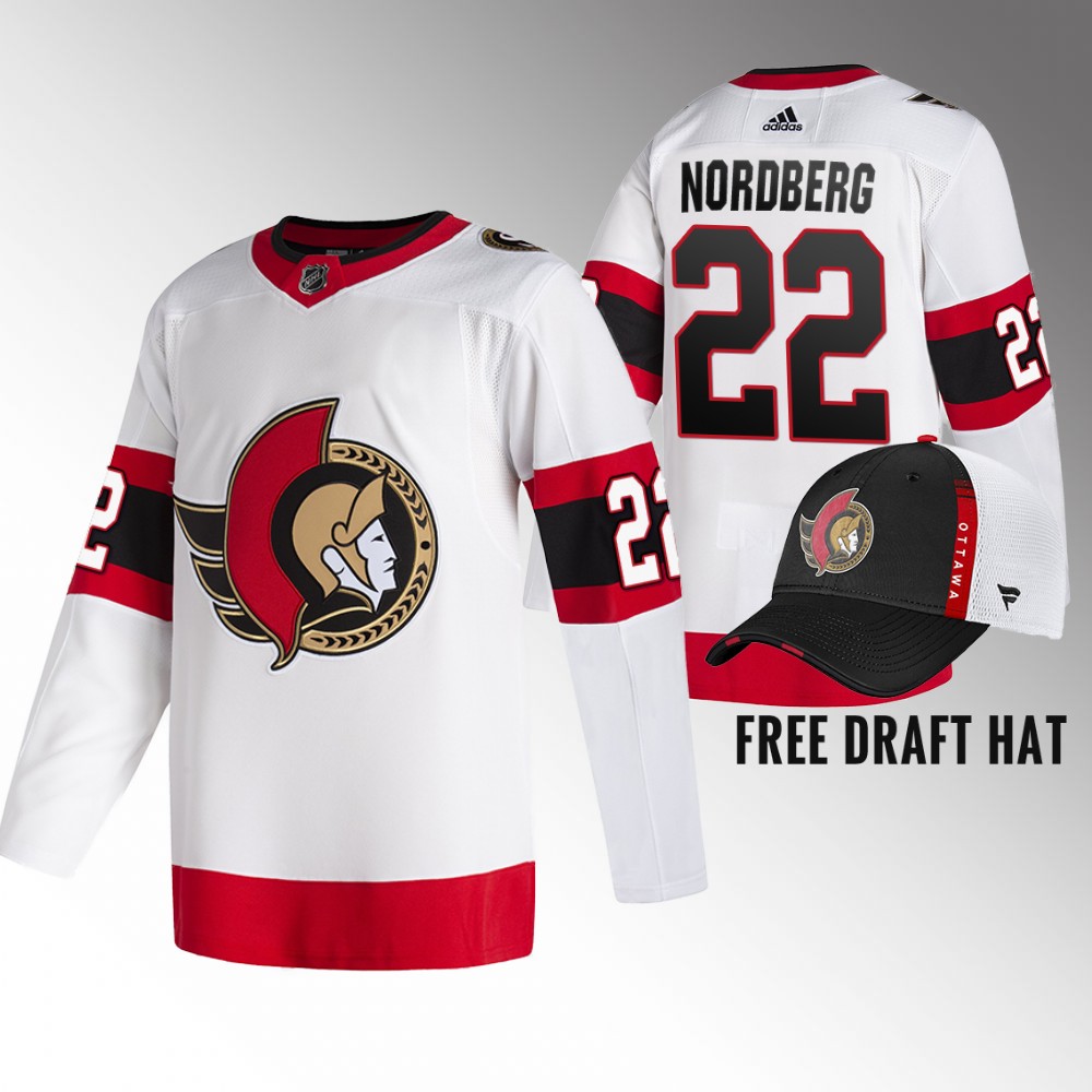 2022 NHL Draft Senators Filip Nordberg White Jersey Authentic Away