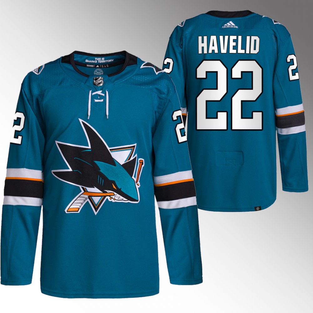 2022 NHL Draft Sharks Mattias Havelid Teal Jersey Authentic Primegreen Home