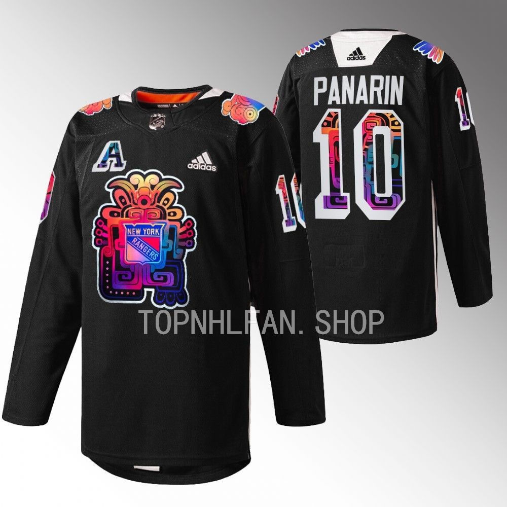 2022 New York Rangers Artemi Panarin Hispanic Heritage Night Black Warmups Jersey