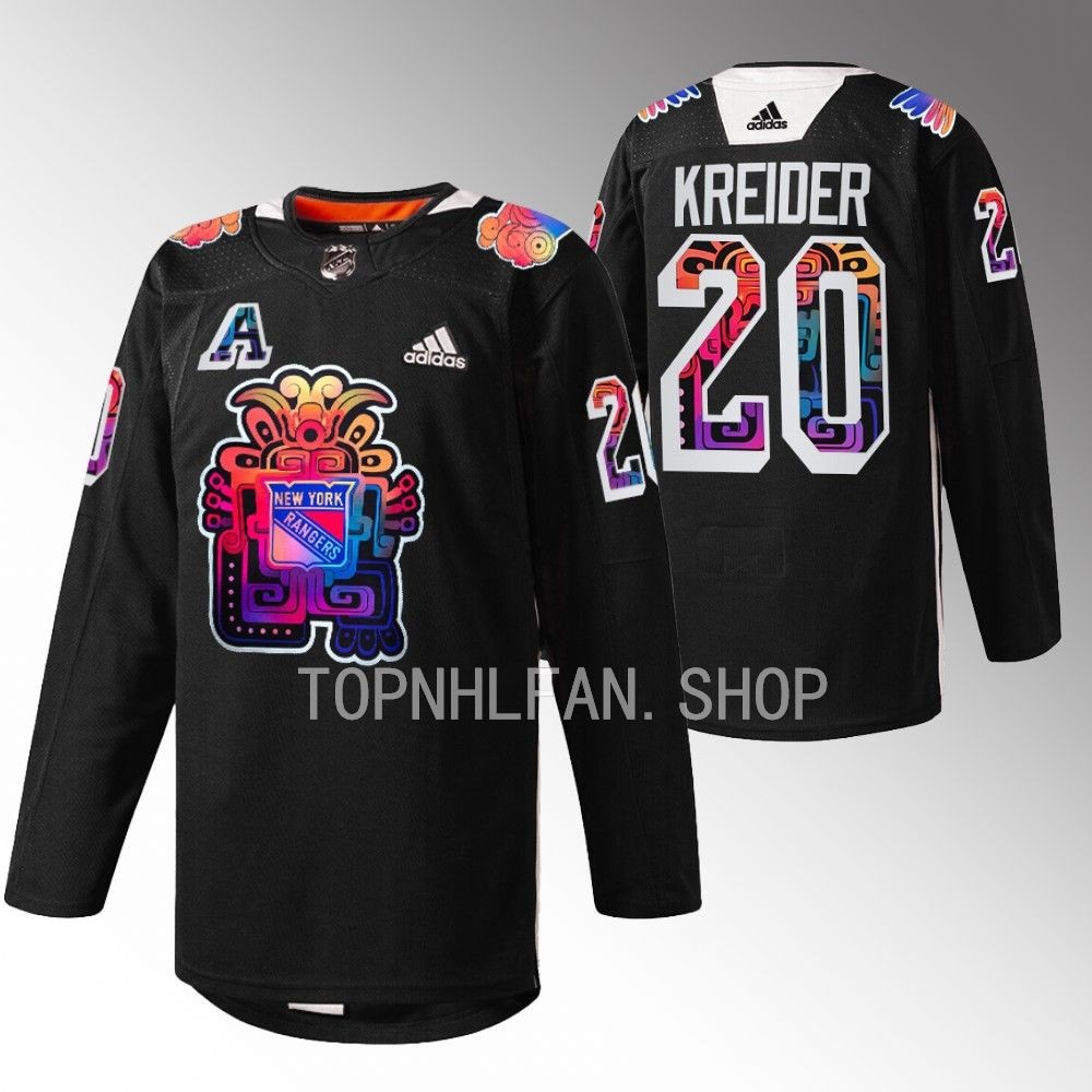 2022 New York Rangers Chris Kreider Hispanic Heritage Night Black Warmups Jersey