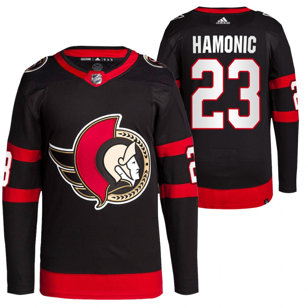 2022 Ottawa Senators Travis Hamonic Black Home Primegreen Authentic Pro Jersey