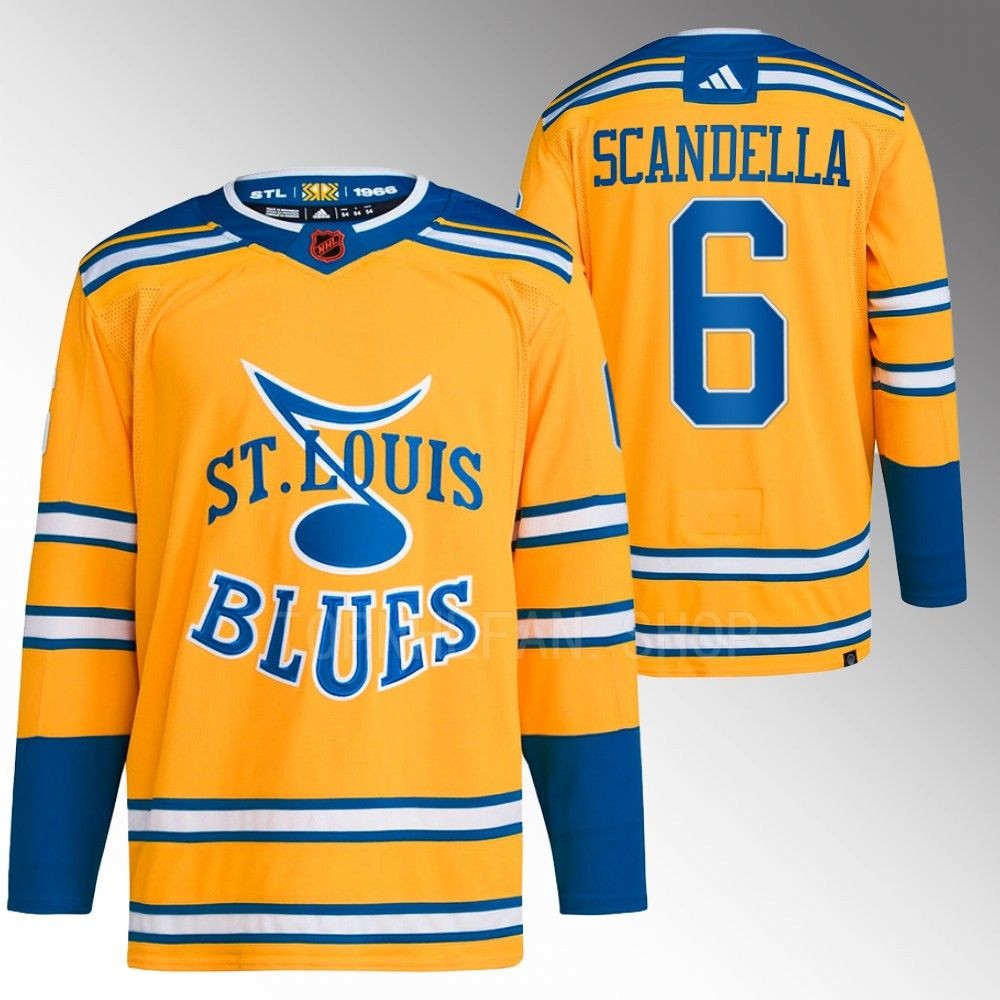 2022 St. Louis Blues Marco Scandella Reverse Retro 2.0 Yellow Authentic Primegreen Jersey