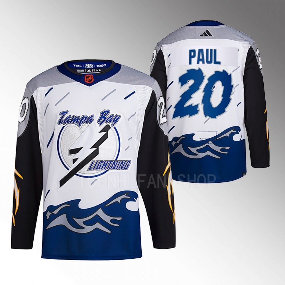 2022 Tampa Bay Lightning Nick Paul White Reverse Retro 2.0 Authentic Primegreen Jersey