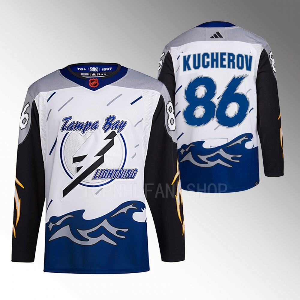 2022 Tampa Bay Lightning Nikita Kucherov White Reverse Retro 2.0 Authentic Primegreen Jersey