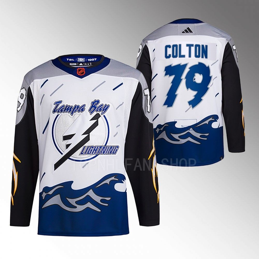 2022 Tampa Bay Lightning Ross Colton White Reverse Retro 2.0 Authentic Primegreen Jersey