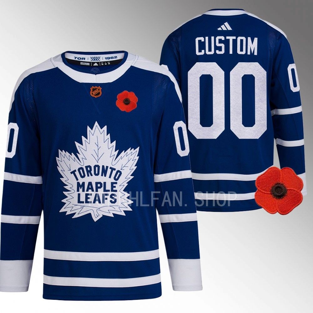 2022 Toronto Maple Leafs Custom Canadian Remembrance Day Blue Lest We Forget Jersey