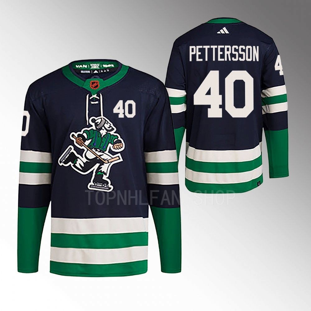 2022 Vancouver Canucks Elias Pettersson Reverse Retro 2.0 Navy Authentic Primegreen Jersey