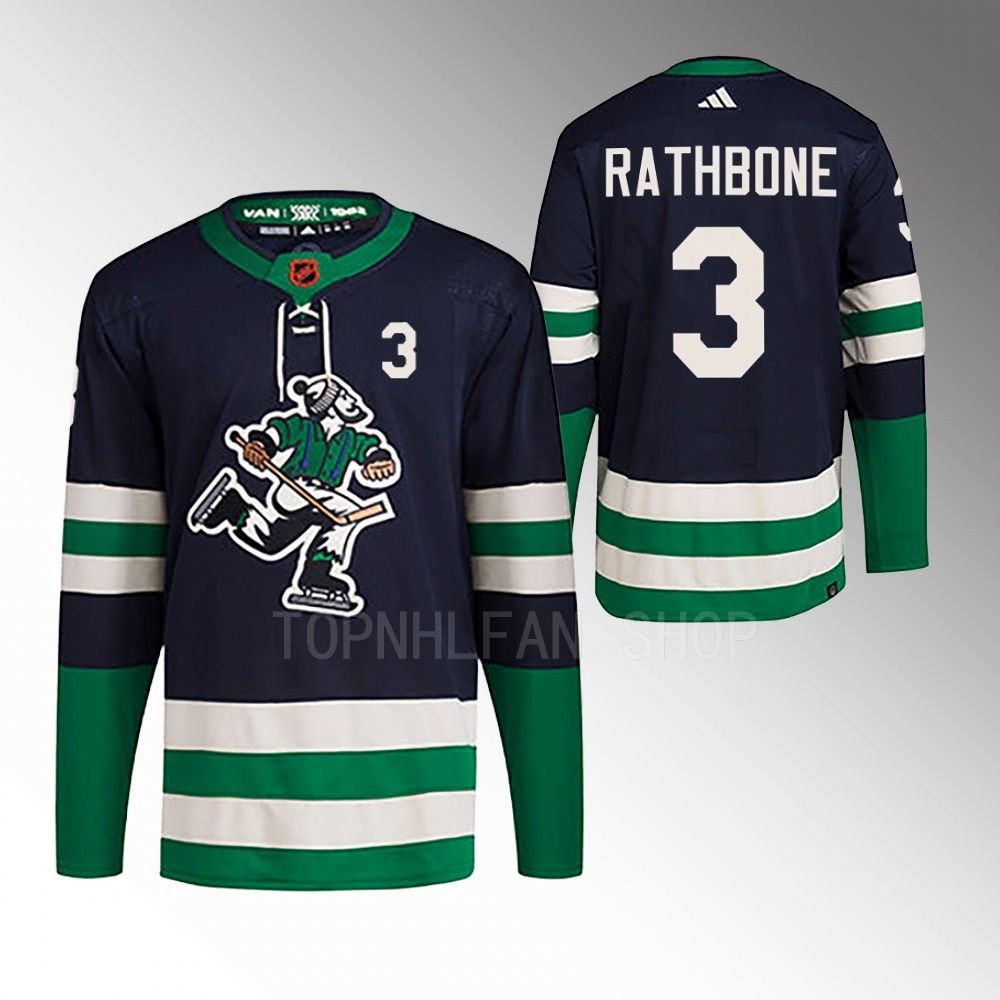 2022 Vancouver Canucks Jack Rathbone Reverse Retro 2.0 Navy Authentic Primegreen Jersey