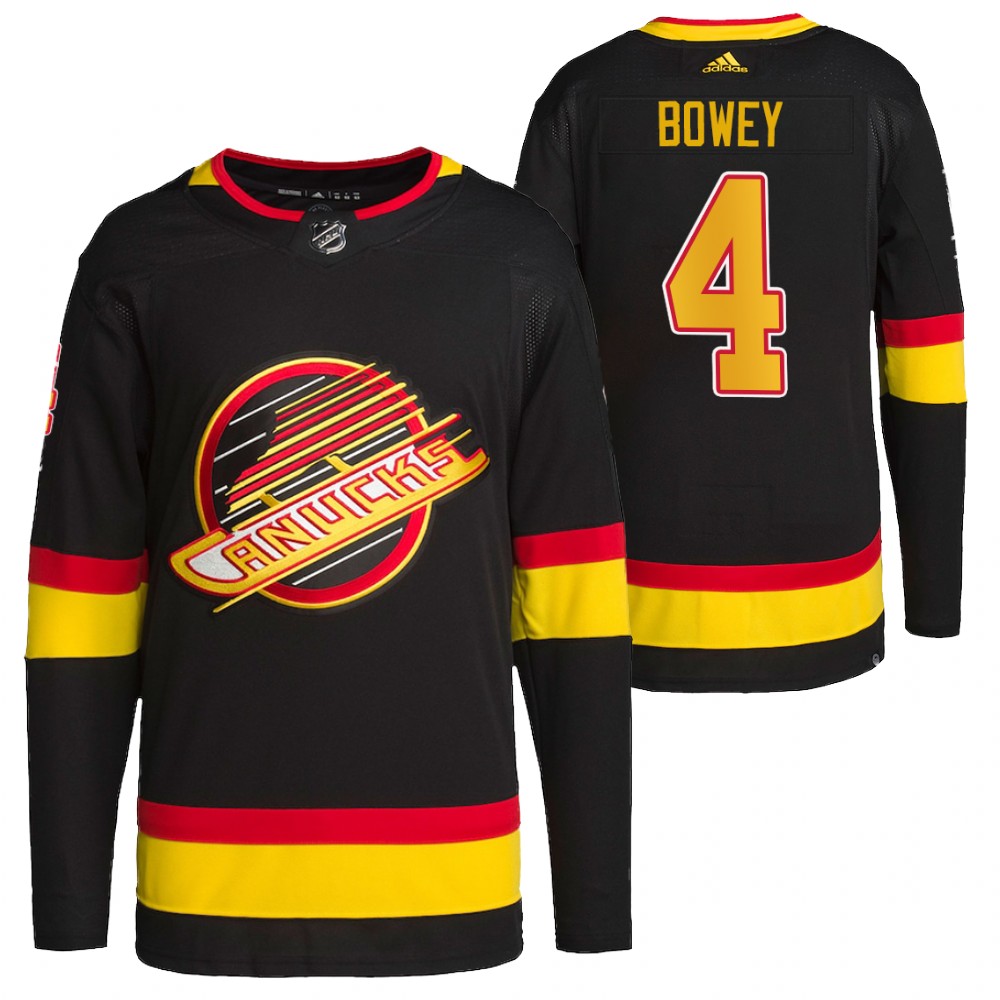 2022 Vancouver Canucks Madison Bowey Black Retro Primegreen Authentic Pro Jersey