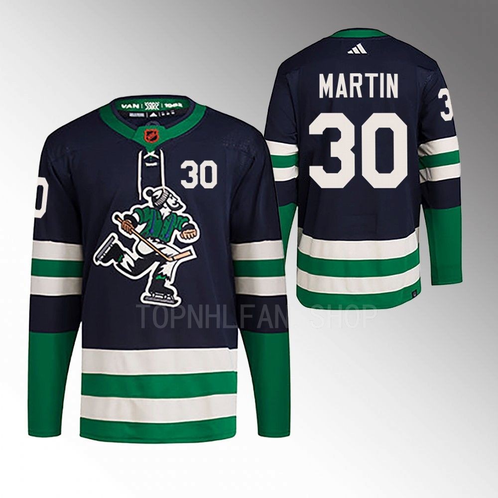 2022 Vancouver Canucks Spencer Martin Reverse Retro 2.0 Navy Authentic Primegreen Jersey