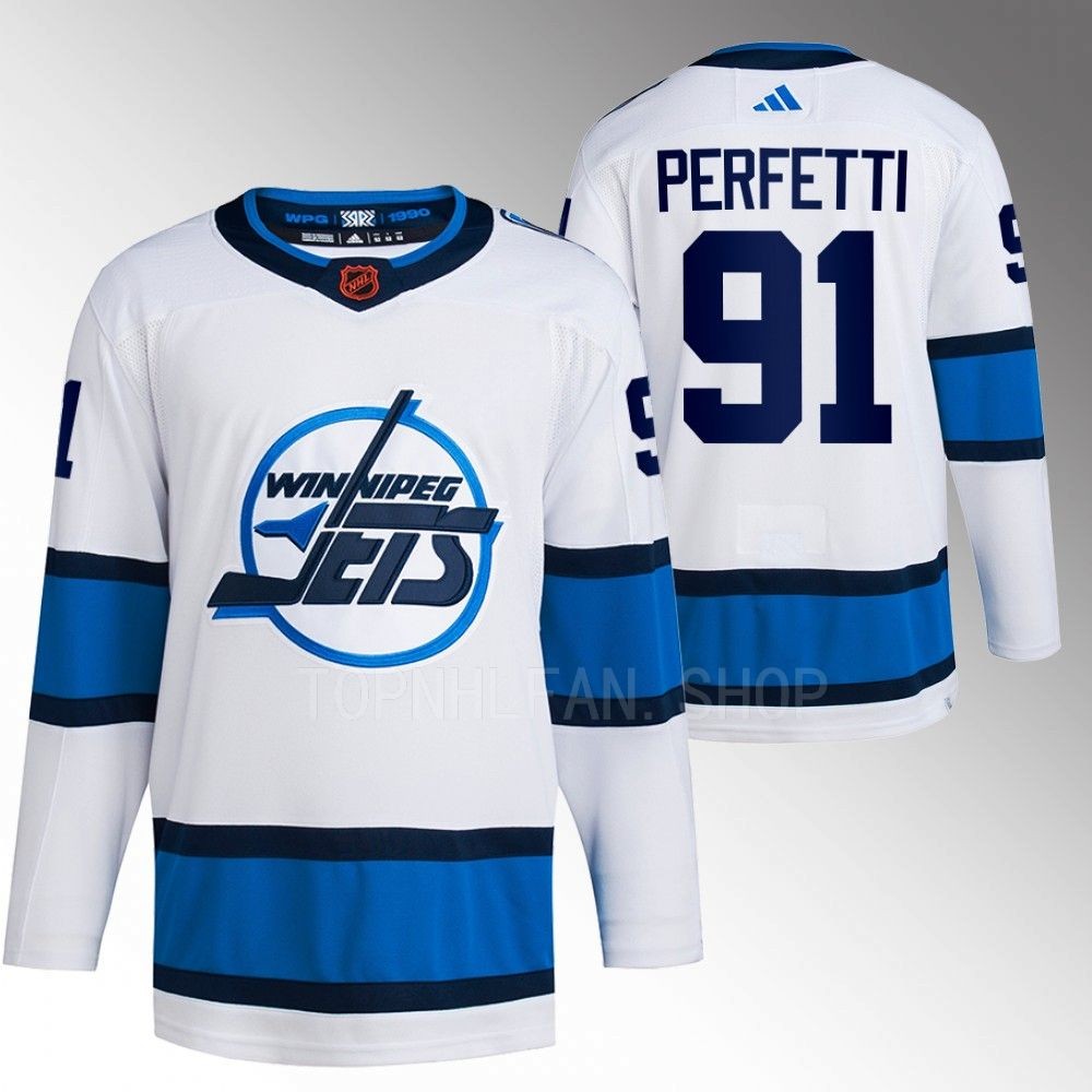 2022 Winnipeg Jets Cole Perfetti Reverse Retro 2.0 White Authentic Primegreen Jersey