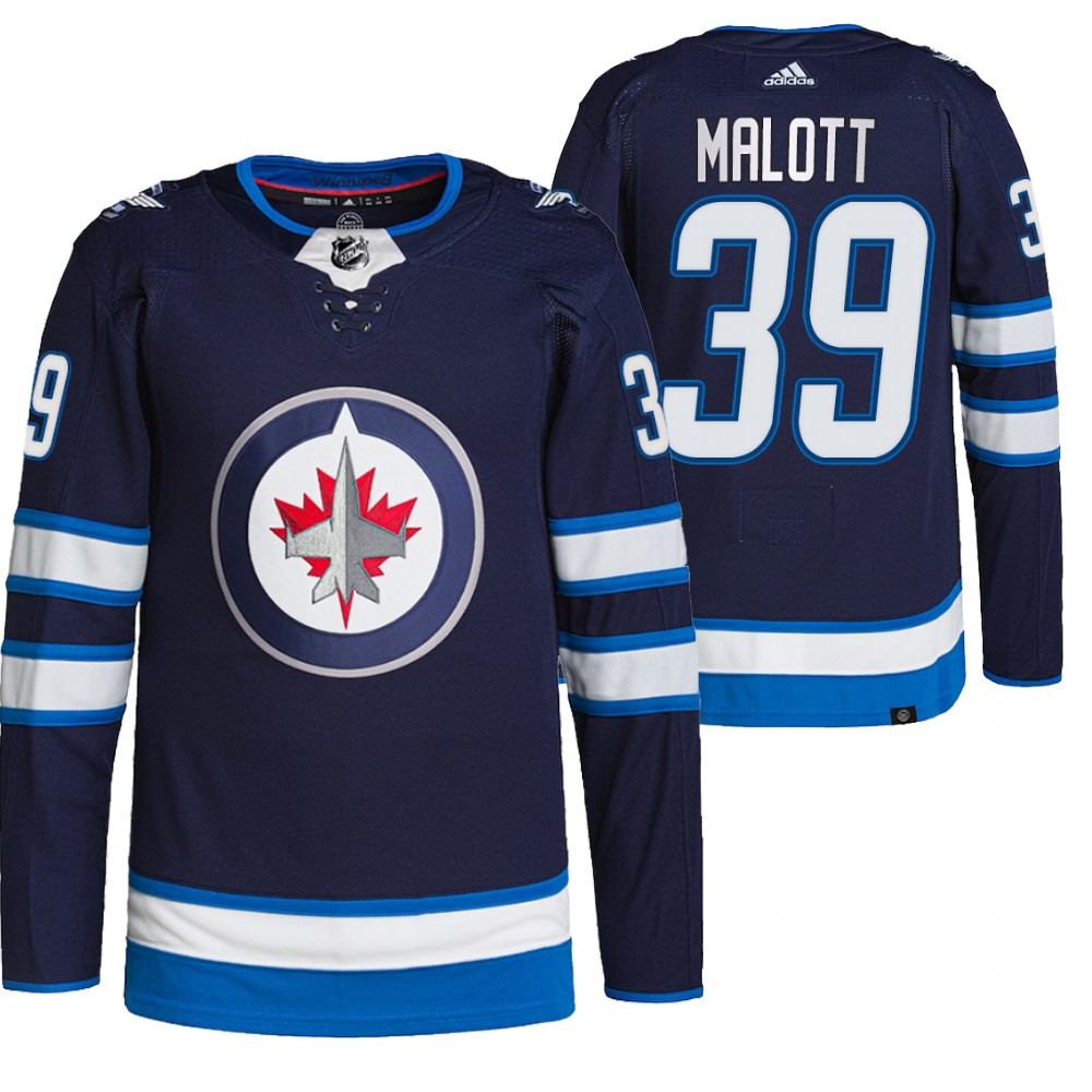 2022 Winnipeg Jets Jeff Malott Navy Home Authentic Primegreen Jersey
