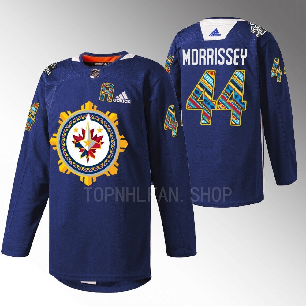 2022 Winnipeg Jets Josh Morrissey Filipino Heritage Night Navy Warmup Jersey
