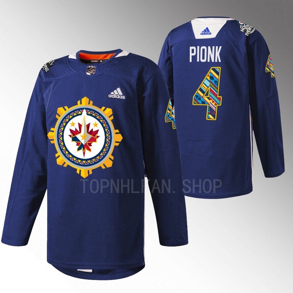 2022 Winnipeg Jets Neal Pionk Filipino Heritage Night Navy Warmup Jersey