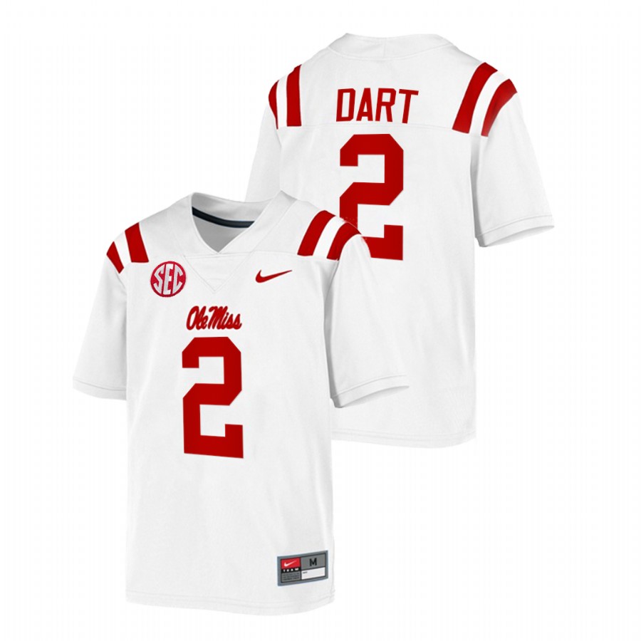 2022 ole miss rebels jaxson dart white college football game jersey