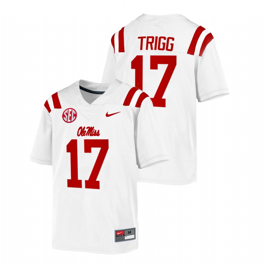 2022 ole miss rebels michael trigg white college football game jersey