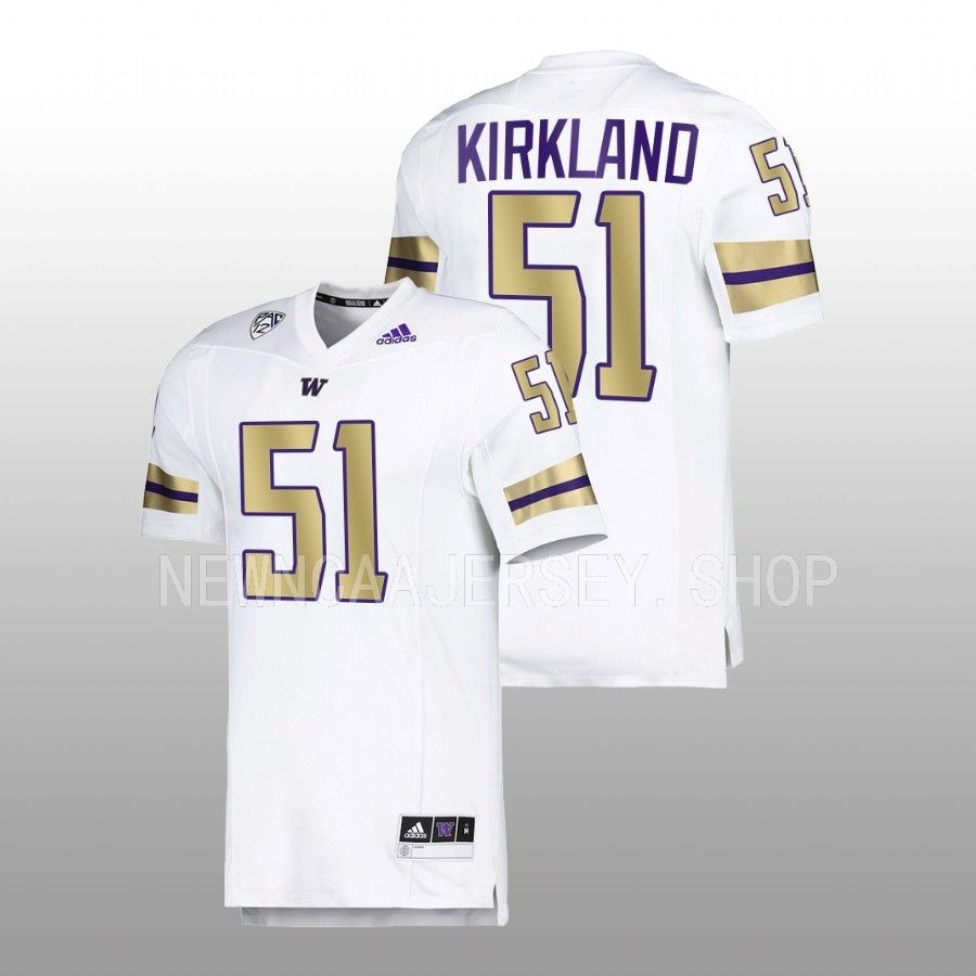 2022 washington huskies jaxson kirkland white premier strategy football jersey