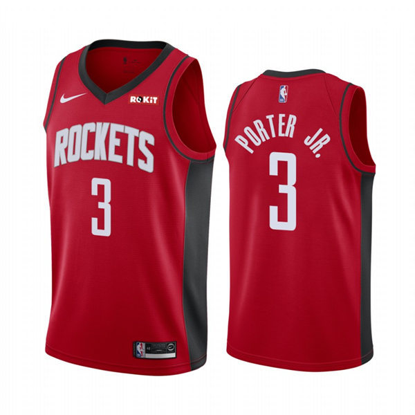 Houston Rockets Kevin Porter Jr. Red Diamond Badge 2021-22 Icon Edition stitched Jersey #3