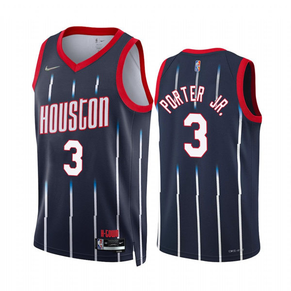 Houston Rockets Kevin Porter Jr. Navy Diamond Badge 2021-22 City Edition stitched Jersey #3