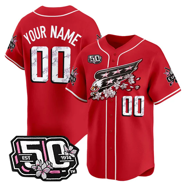 2025 Washington Capitals 50th Anniversary Cherry Blossom Style Vapor Premier Limited Custom Jersey RED.webp