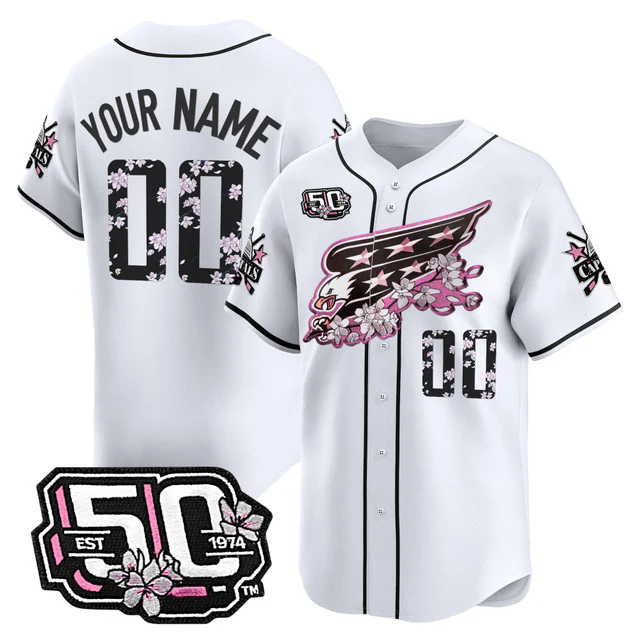 2025 Washington Capitals 50th Anniversary Cherry Blossom Style Vapor Premier Limited Custom Jersey WHITE.webp