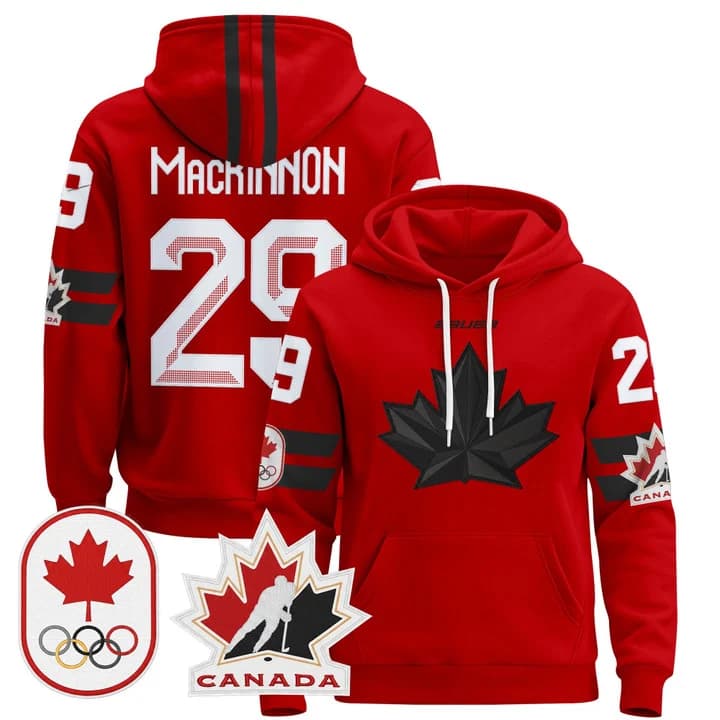 2026 Canada Olympic Pullover Hoodie Jersey  - All Stitched  Nathan MacKinnon   29