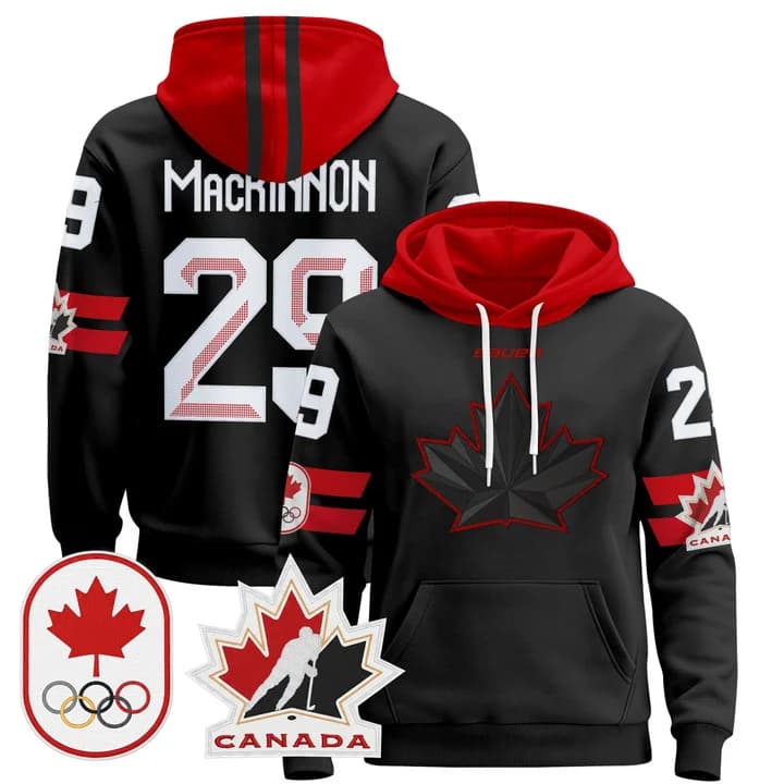 2026 Canada Olympic Pullover Hoodie Jersey  - All Stitched  Nathan MacKinnon 29