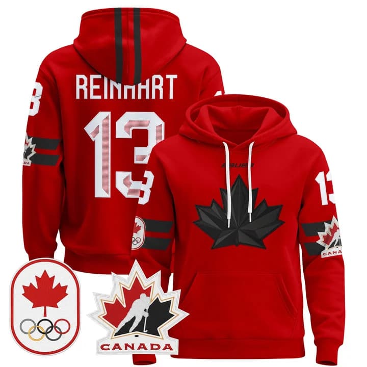 2026 Canada Olympic Pullover Hoodie Jersey  - All Stitched  Sam Reinhart 13