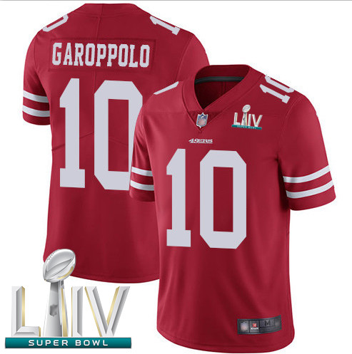 49ers #10 Jimmy Garoppolo Red Team Color Super Bowl LIV Bound Youth Stitched Football Vapor Untouchable Limited Jersey