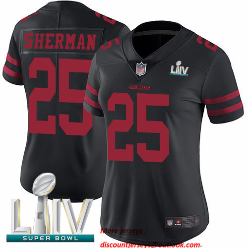 49ers #25 Richard Sherman Black Alternate Super Bowl LIV Bound Women's Stitched Football Vapor Untouchable Limited Jersey