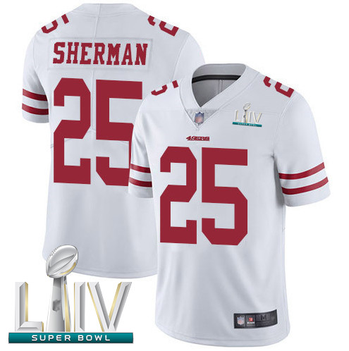 49ers #25 Richard Sherman White Super Bowl LIV Bound Youth Stitched Football Vapor Untouchable Limited Jersey