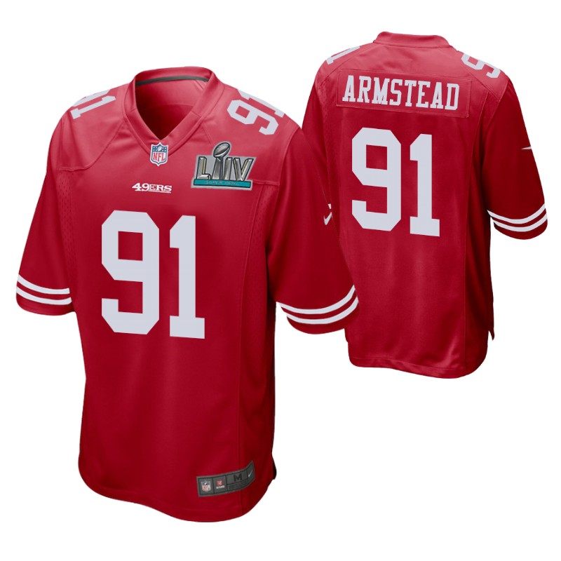 49ers arik armstead super bowl liv jersey game men's scarlet stitched
