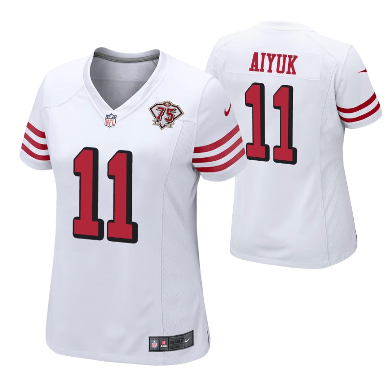 49ers brandon aiyuk 75th anniversary alternate game women's jersey white stitched
