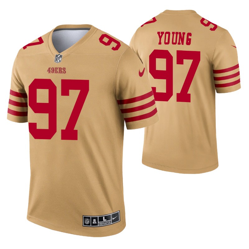 49ers bryant young inverted legend jersey gold stitched